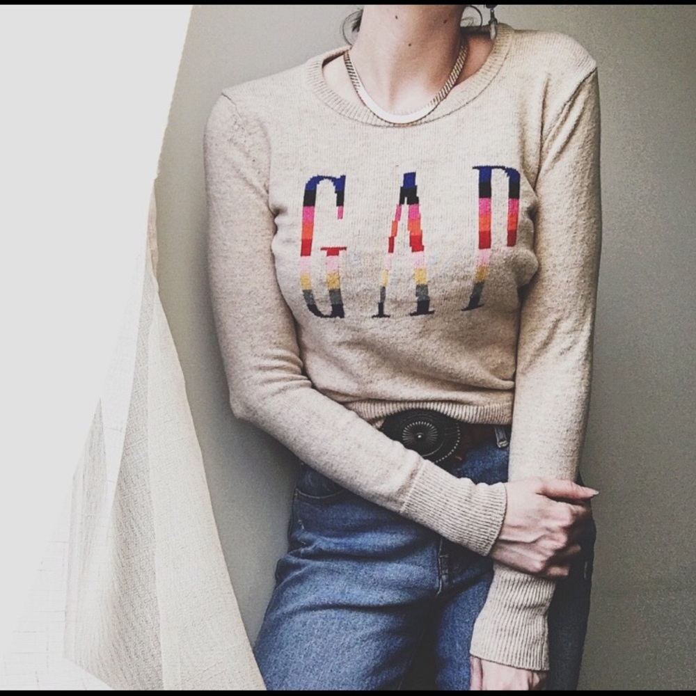 Vintage GAP Rainbow Logo Sweater